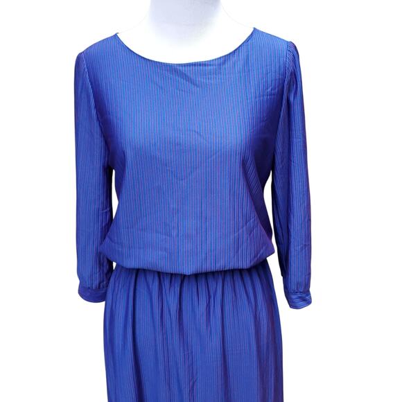 Vintage New Division Blue Red Stripe Belted Shirt Dress Day Dress Size 9 / 10 - Picture 2 of 16